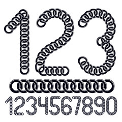 Poster - Trendy numbers collection, vector numeration. Made with steel chain link, joined link.