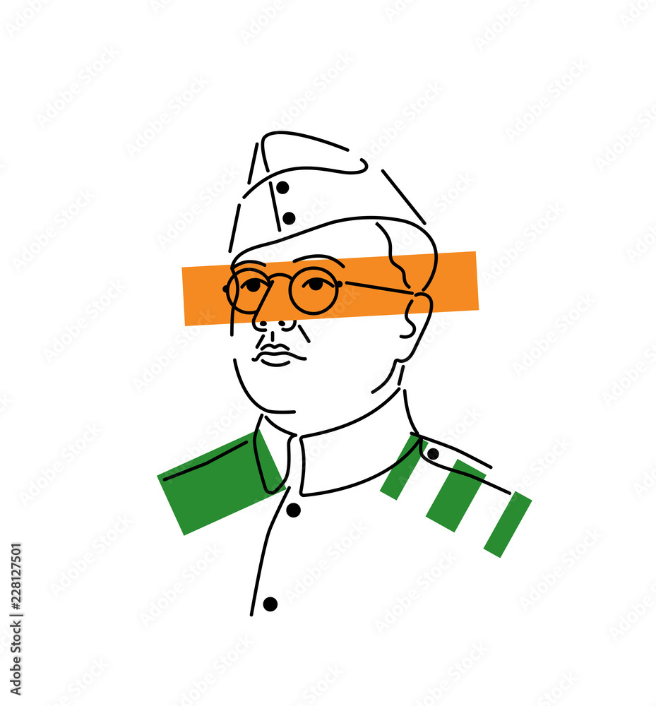 Indian national hero. Vector typography or logo design.illustration of  Tricolor India background with Nation Hero and Freedom Fighter Stock Vector  | Adobe Stock, image size:929x1000
