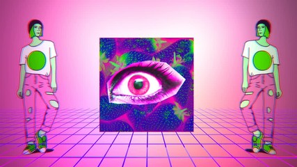 Wall Mural - Contemporary Motion art. Girl and Eye. Visual minimal fashion design