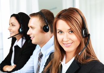 Canvas Print - Portrait of Business people  at meeting on background