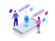 Voice message or recording voice. Isometric vector illustration