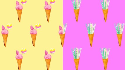 Wall Mural - Minimal motion design art. Sweet Candy background. Candy Ice cream