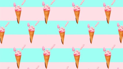Wall Mural - Minimal motion flatlay design art. Sweet Candy background.