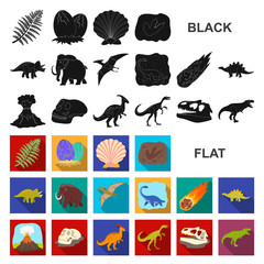 Wall Mural - Different dinosaurs flat icons in set collection for design. Prehistoric animal vector symbol stock web illustration.