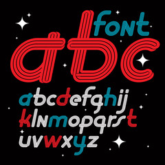 Poster - Set of vector italic lower case funky English alphabet letters isolated, can be used in retro poster design as karaoke party advertising.