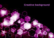 © Irina - Bright abstract techno background with hexagons and glowing sparks.