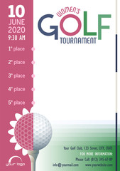 Wall Mural - Women's Golf Tournament poster template. Place for your text message. Vector illustration.