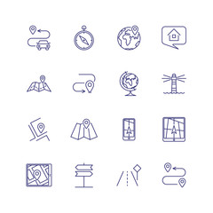 Poster - Map location line icon set. Compass, direction sign, globe. Navigation concept. Can be used for topics like route, itinerary, gps