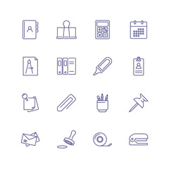 Aufkleber - Stationery line icon set. Calculator, calendar, badge. Work tools concept. Can be used for topics like office equipment, facilities, workplace