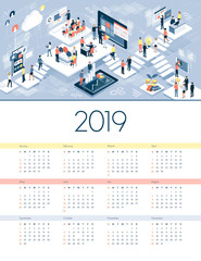 Wall Mural - Business and technology calendar 2019