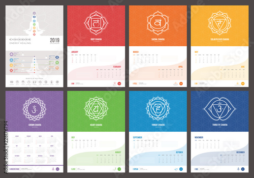 Fotografie, Obraz Self healing and chakras calendar 2019