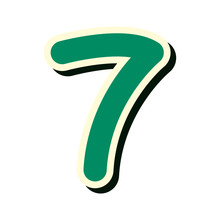 Green Number Seven On White Background