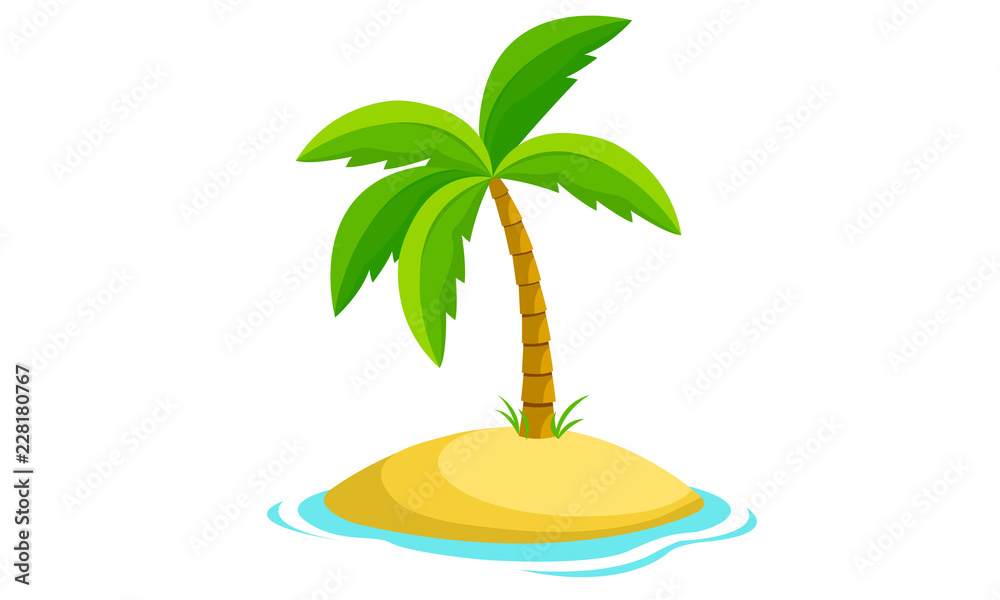 Amazing Palm Tree And Island Vector - obrazy, fototapety, plakaty 