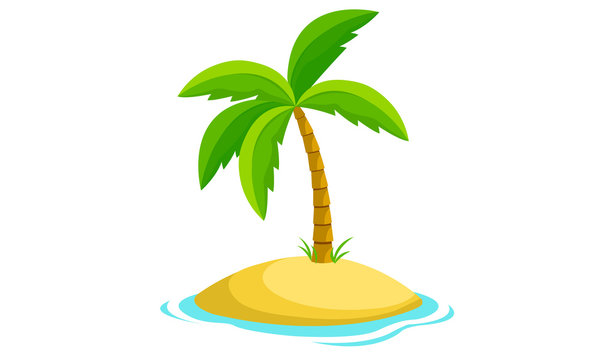 amazing palm tree and island vector
