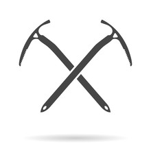 Crossed Ice Axes For Climbing And Mountaineering. Mountain Equipment. Vector Illustration.