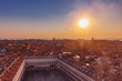 Panoramic view of the city and St. Mark's Square at sunset in Venice, Italy