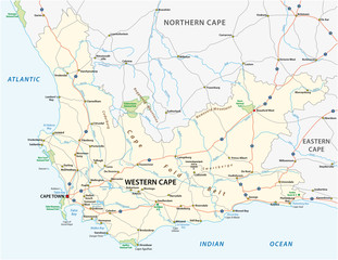 Sticker - south africa western cape province road and national park vector map