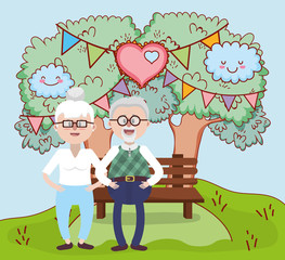 Wall Mural - grandparents love relationship cartoon