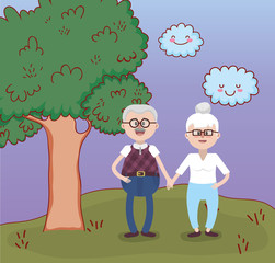 Wall Mural - grandparents love relationship cartoon