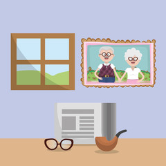 Wall Mural - grandparents love relationship cartoon