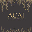 The design of the packaging template with palm leaves and acai berry