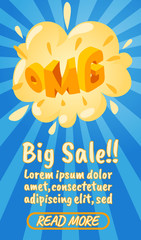 Poster - Big sale concept banner. Isometric banner of big sale comics vector concept for web, giftcard and postcard