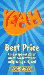 Poster - Best price concept banner. Isometric banner of best price comics vector concept for web, giftcard and postcard