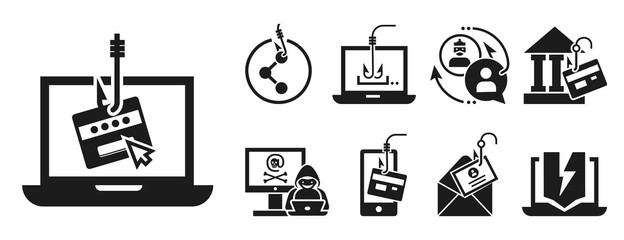 Poster - Phishing icon set. Simple set of phishing vector icons for web design on white background