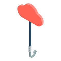 Poster - Red cloud phishing icon. Isometric of red cloud phishing vector icon for web design isolated on white background