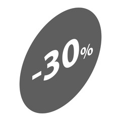 Poster - Minus 30 percent sale black emblem icon. Isometric of minus 30 percent sale black emblem vector icon for web design isolated on white background