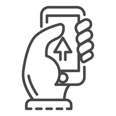 Poster - Smartphone upload icon. Outline smartphone upload vector icon for web design isolated on white background