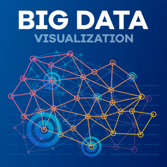 Poster - Futuristic big data banner. Outline illustration of futuristic big data vector banner for web design