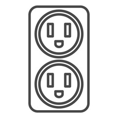 Poster - Double electrical outlet icon. Outline double electrical outlet vector icon for web design isolated on white background