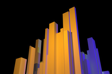 Pillar block or shapre. For graphic design or background, colorful lighting. 3D rendering.