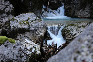 Pure mountain water cascade