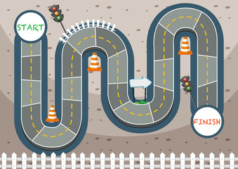 Wall Mural - racing road traffic board game template