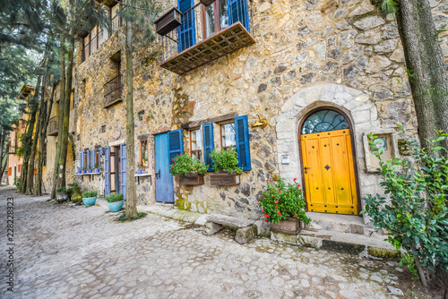 Beautiful medieval architecture of Val'quirico Town in Tlaxcala, near Puebla ...