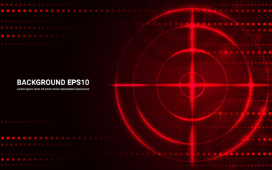 abstract red target, shooting range on black background. vector isolated template for business goal.
