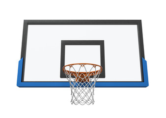 Wall Mural - 3d rendering of a basketball hoop with an empty basket and transparent backboard.