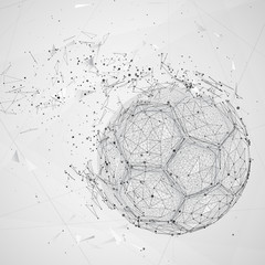 Wall Mural - soccer ball in a modern abstract style. breaks up and flies crashing the background.
