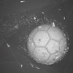 Wall Mural - soccer ball in a modern abstract style. breaks up and flies crashing the background.