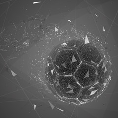 Wall Mural - soccer ball in a modern abstract style. breaks up and flies crashing the background.