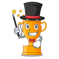 Wall Mural - Magician golden trophy cup isolated on mascot