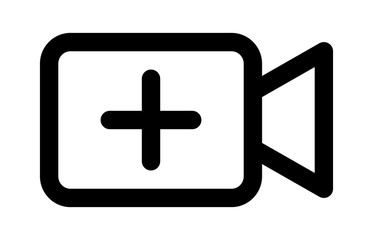 Add new video or upload movie / create media line art vector icon for apps and websites
