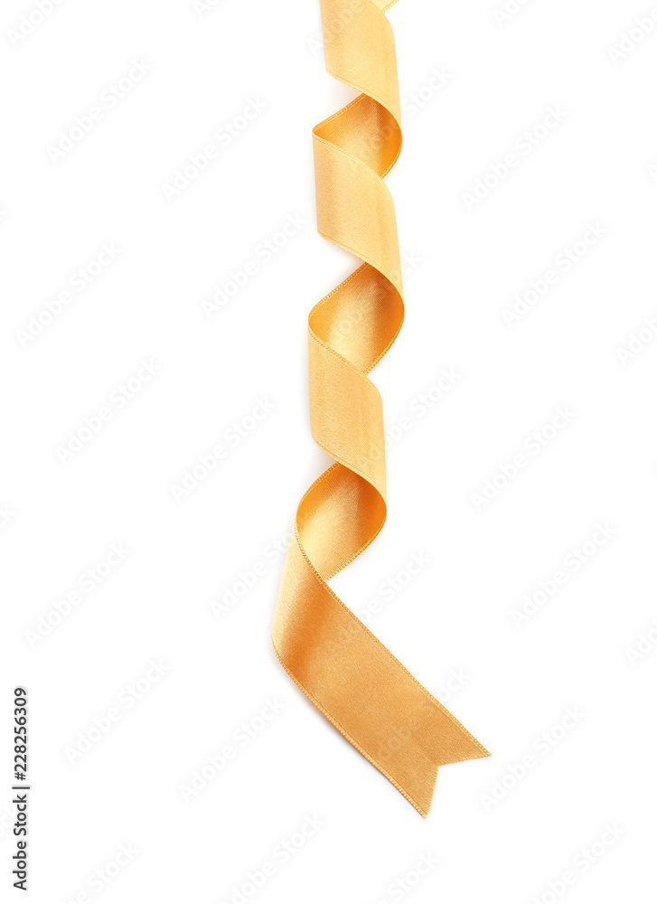 Beautiful golden ribbon on white background