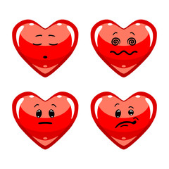 Wall Mural - vector set of love emoticons. collection of heart characters with different emotions in cartoon styl