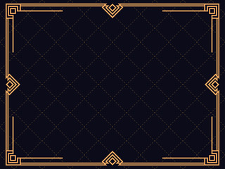 Wall Mural - Art deco frame. Vintage linear border. Design a template for invitations, leaflets and greeting cards. The style of the 1920s - 1930s. Vector illustration
