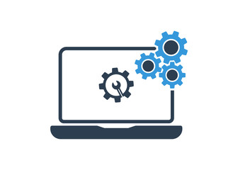 Computer Repair - Digital Computer Logo. symbol repair service vector