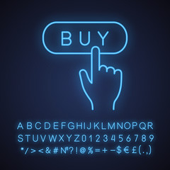 Sticker - Buy button neon light icon