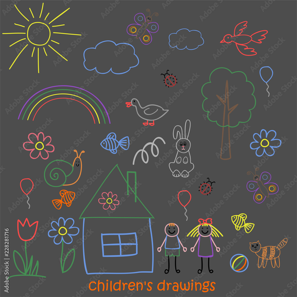 chalkboard drawings for kids
